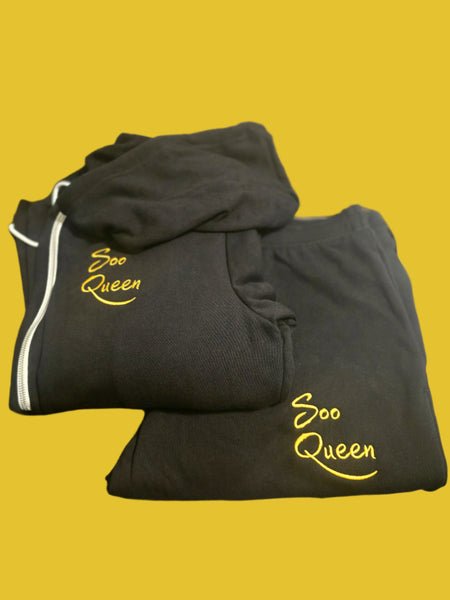 ZIPPERED GOLD/BLACK SOO QUEEN JOGGER SET