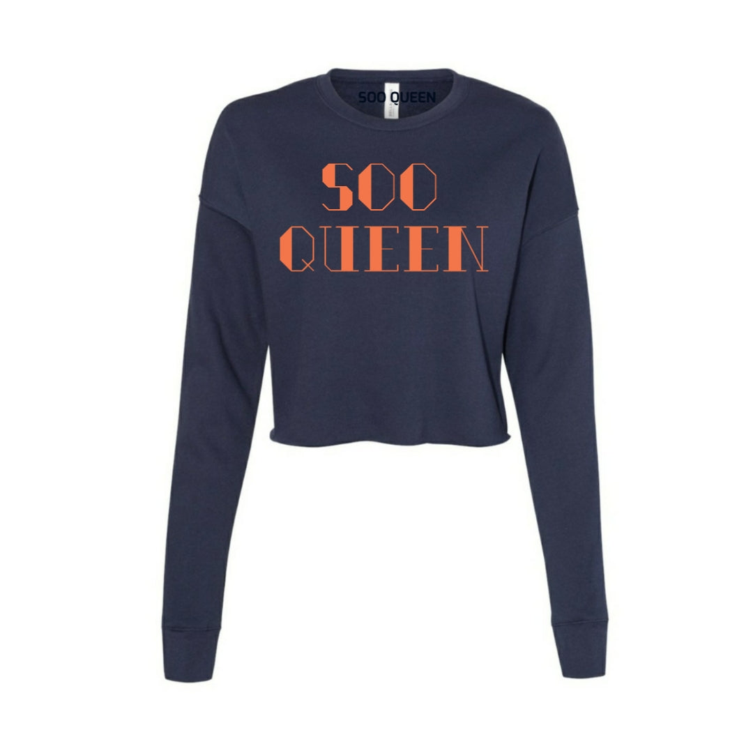 SOO QUEEN  NAVY & ORANGE CROP TOP SWEATSHIRTS