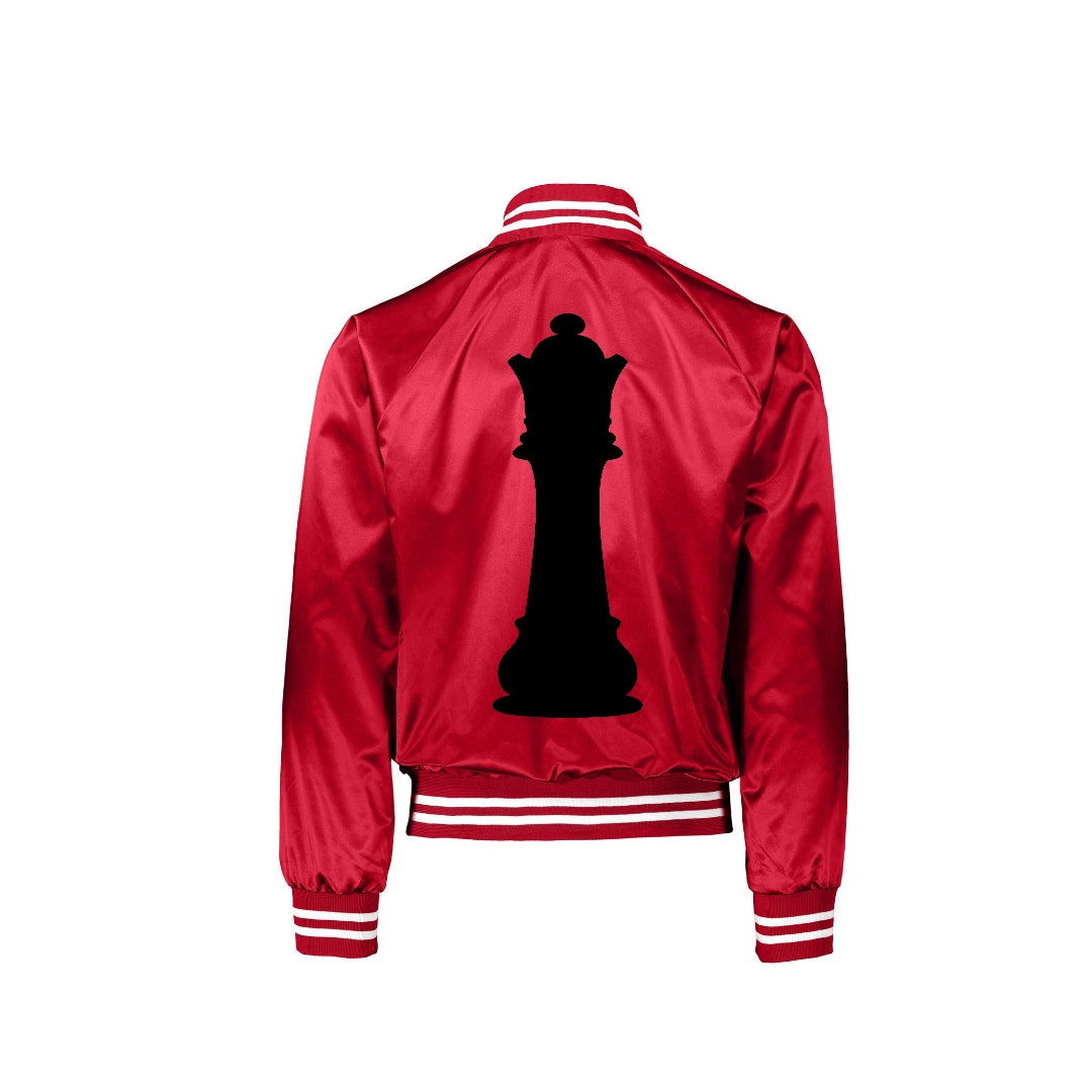 RED/BLACK SATIN SOO QUEEN BASEBALL JACKETS