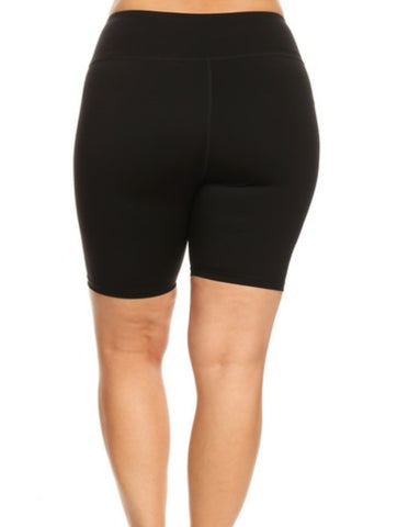 BLACK HIGH RISE BIKER SHORTS