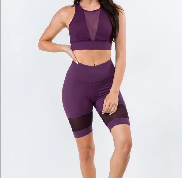 PURPLE MESH ACTIVEWEAR SET