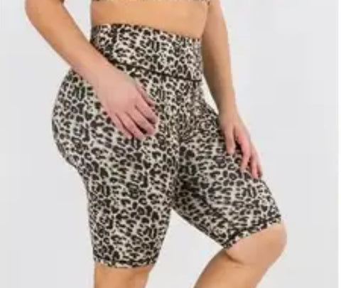 CHEETAH PRINT BIKER SHORTS