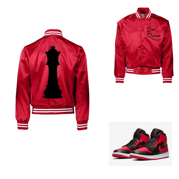 RED/BLACK SATIN SOO QUEEN BASEBALL JACKETS